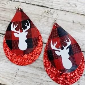 Boho Vegan Leather Teardrop Holiday Earrings